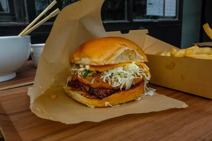 Pork Katsu Burger with Miso Sauce ($10)